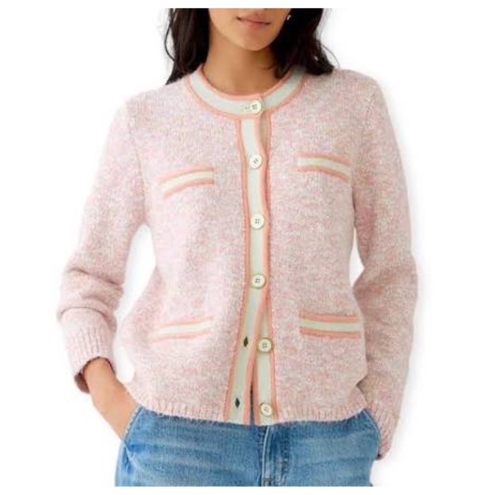J. CREW Marled Women’s L Orange Lady Jacket Cardigan Academia Preppy Lady Boss